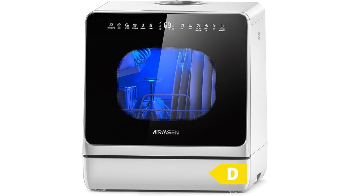AIRMSEN Mini Lavastoviglie Portatile 5L 11 Programmi Avvio Ritardato Blocco Bambini