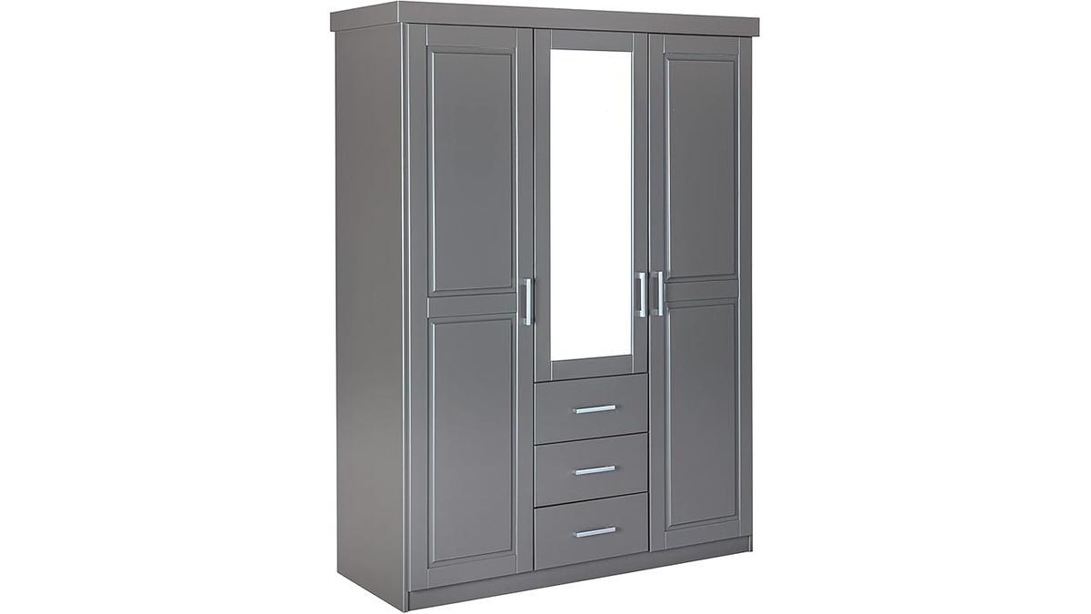 Armadio Grigio 3 Ante 140x55x190 cm
