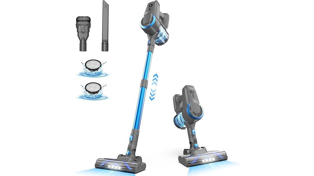 Aspirapolvere Senza Fili 6 in 1 Potente Ultra Leggero 55 Minuti Autonomia Anti Avvolgimento