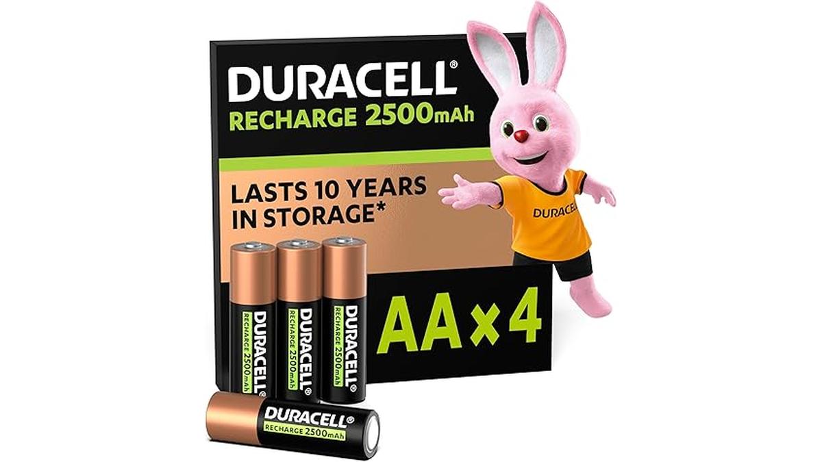 Batterie Ricaricabili AA Duracell 2500mAh NiMH Confezione da 4 Lunga Durata