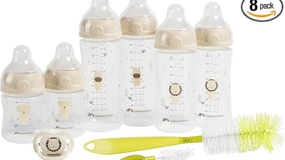 “Bebeconfort Physio Air Starter Set Neonato 0+ Mesi 6 Biberon Ciuccio Scovolino Tettarelle Anti-Colica”