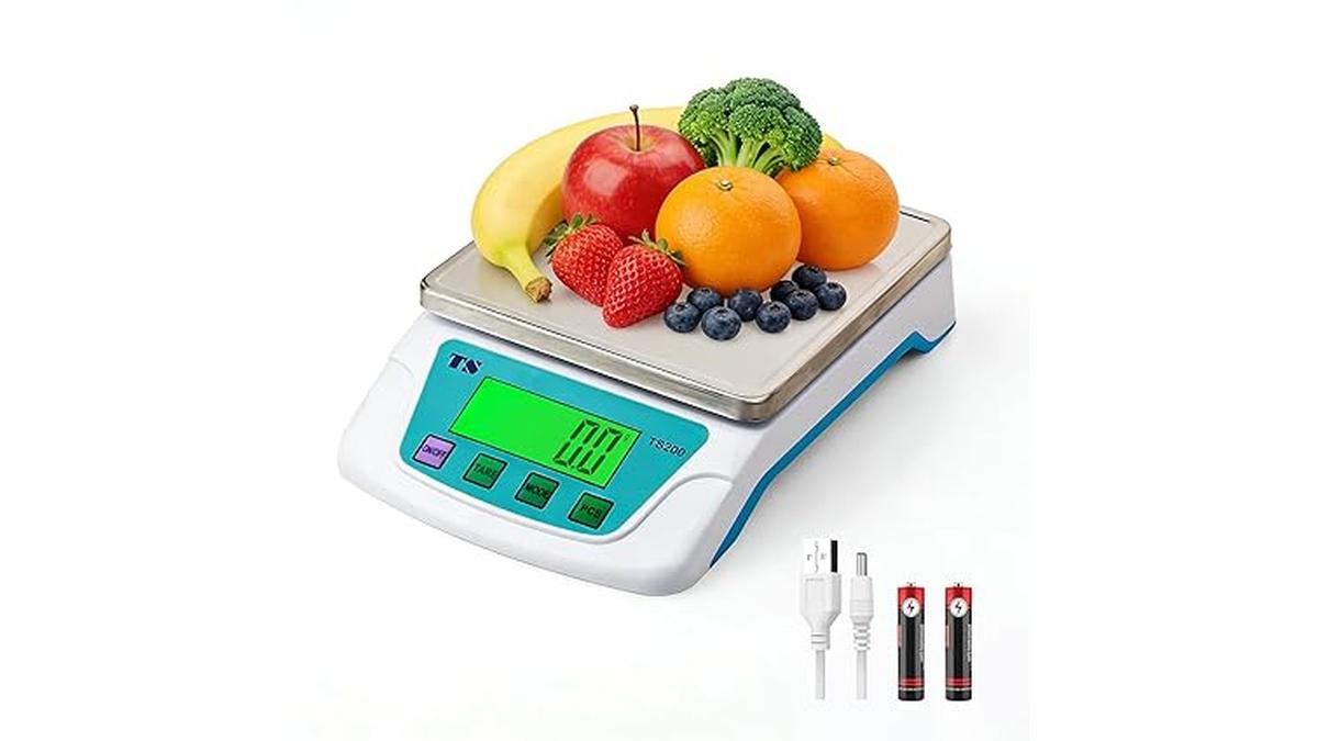 Bilancia Cucina Digitale Acciaio Inossidabile 22lb10kg 6 Unità 02g Funzione Tara LCD Batterie Incluse