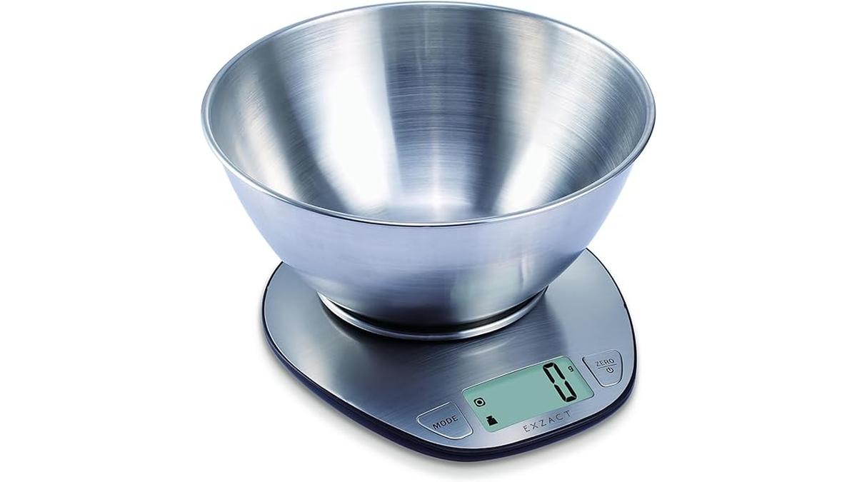 Bilancia Cucina Digitale Acciaio Inossidabile Ciotola Rimovibile Funzione Tara Max 5kg
