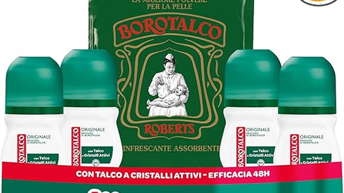 Borotalco Deodorante Roll-On Originale Talco Cristalli Attivi Tripla Protezione Senza Alcool 4 Pezzi 50ml