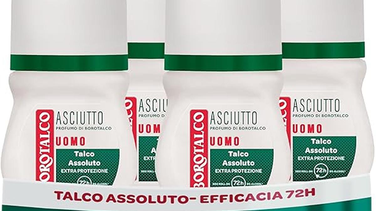 Borotalco Deodorante Uomo Roll-On Talco Assoluto 72h 4x50ml