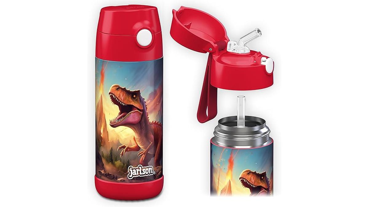 Borraccia Termica Bambini Dinosauro 350ml Jarlson Acciaio Inox Senza BPA