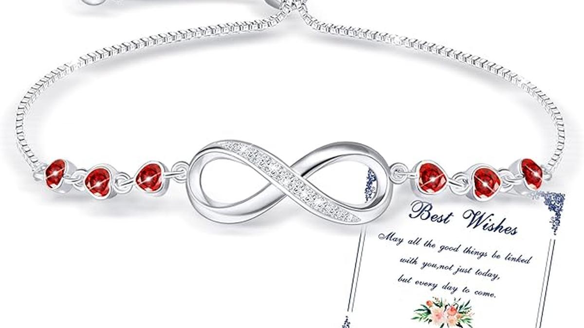 Bracciale Argento Infinito Cuore Zircone Regolabile Regalo Donna