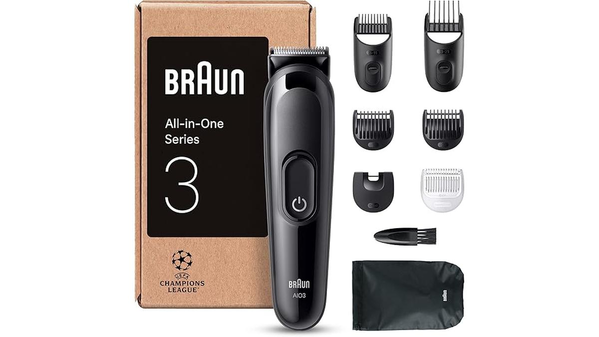 Braun Rifinitore All-In-One 8in1 AIO3545 Nero Rasoio Elettrico Barba E Capelli 50 Minuti Autonomia