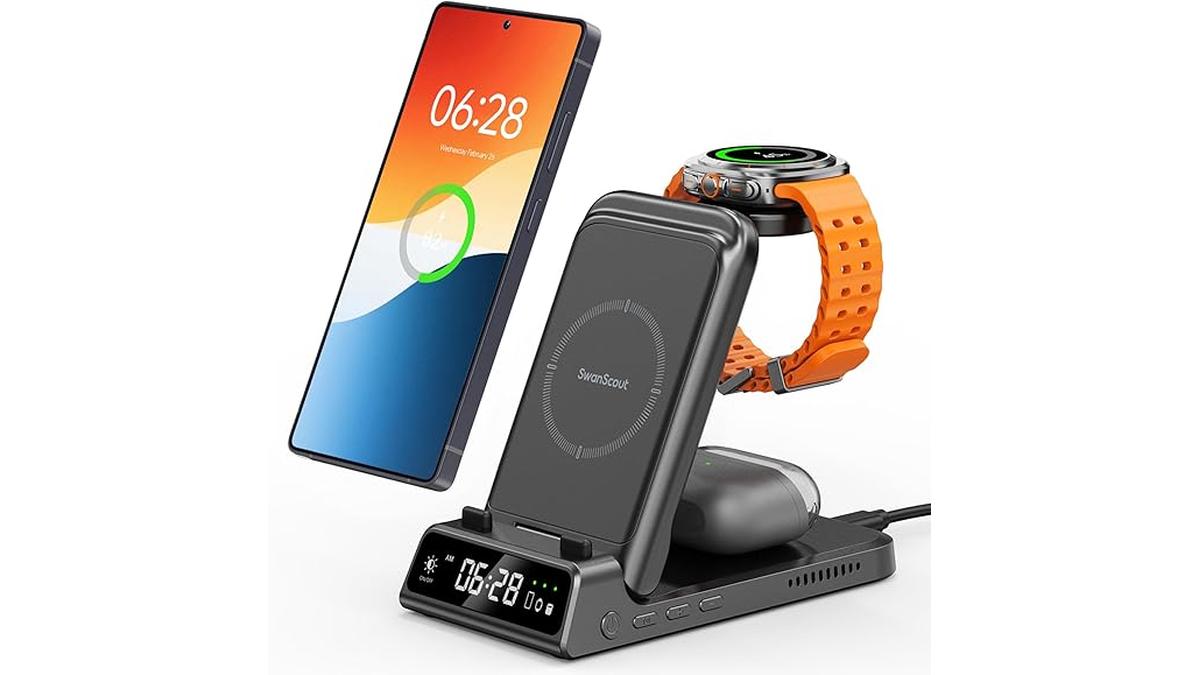 Caricatore Wireless 3 in 1 per Samsung S25 Watch 8 Buds e Fold 6