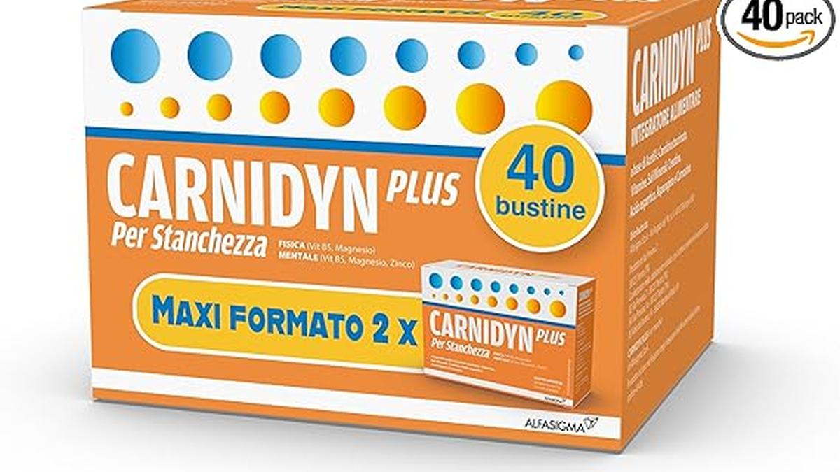 Carnidyn Plus Integratore Carnitina Zinco Vitamina B5 Stanchezza Stress 40 Bustine Arancia