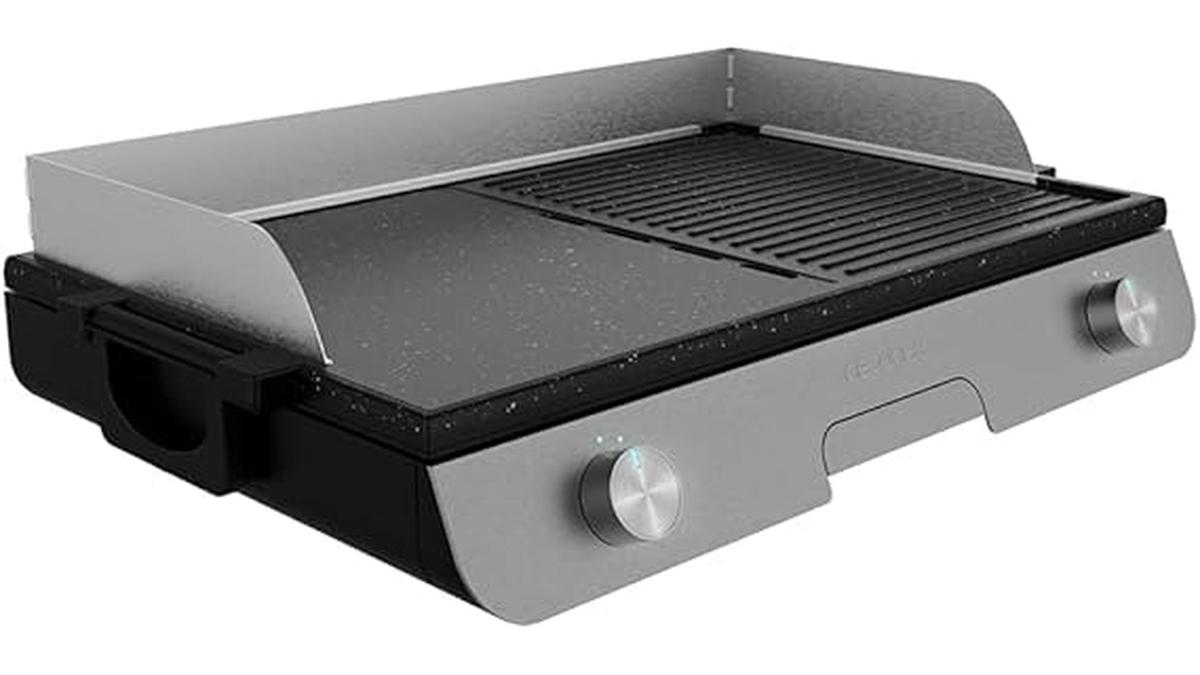Cecotec Barbecue Elettrico PerfectRoast 3000 Inox 3000W Superficie Mista Antiadherentem Resistenza Integrata Piastra Rimovibile Termostato Regolabile