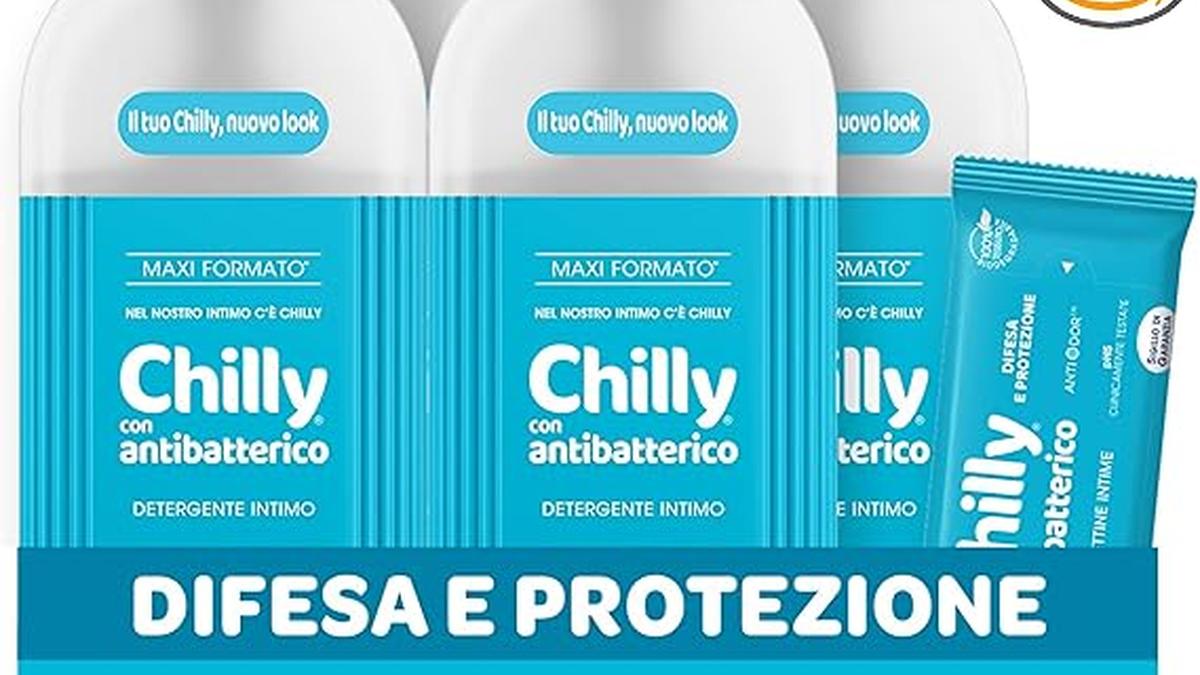 Chilly Detergente Antibatterico Igiene Intima Fragranza Timo Salvia PH 5 Confezione 4 Flaconi 300ml