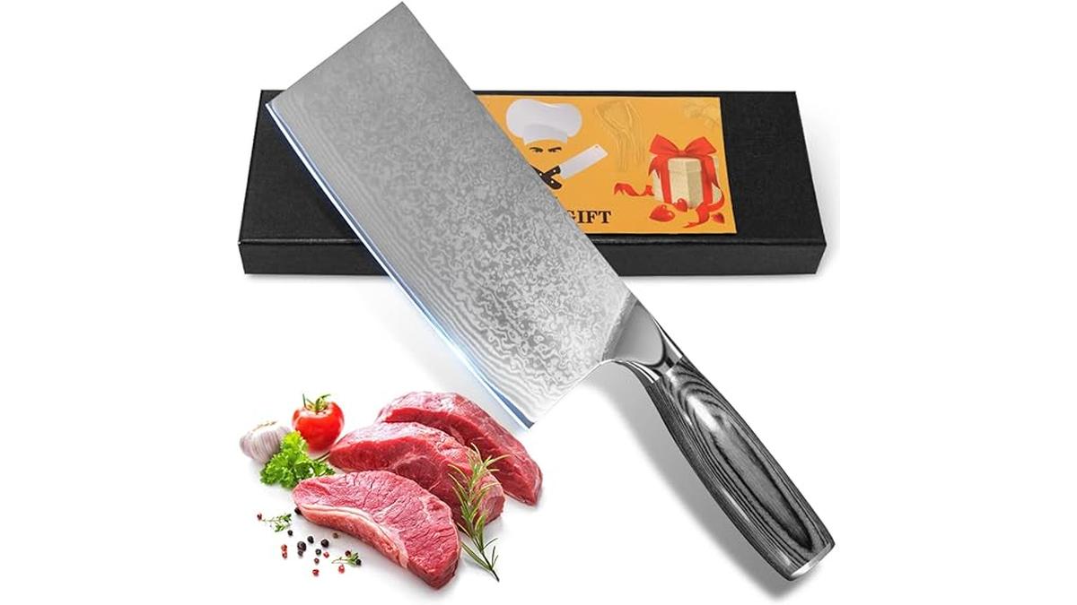 Coltello da Cucina Damasco 18cm Professionale Manico Legno Pakka