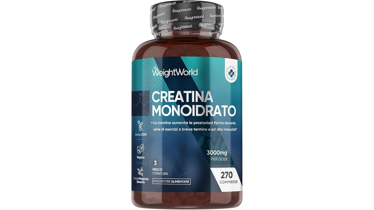 Creatina Vegana 3000mg 270 Compresse Senza Glutine Pre Intra Post Workout