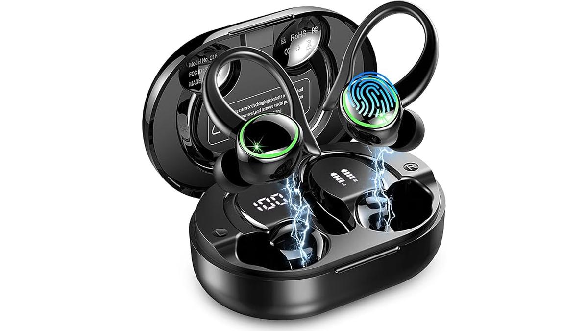 Cuffie Bluetooth Sport 5.4 Auricolari In Ear 50 Ore Cancellazione Rumore ENC IP7 Impermeabili con 6D Bass Stereo e Mics HD