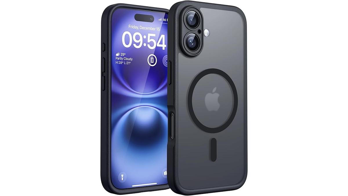 Custodia Magnetica TOCOL per iPhone 16 6,1 Pollici MagSafe Protezione Fotocamera Nero Traslucida Opaca