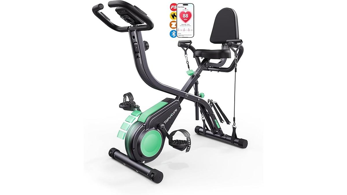 Cyclette Pieghevole 5 in 1 2026 con App 16 Livelli di Resistenza Monitor LCD e Sensore Cardiaco Fino a 140 kg