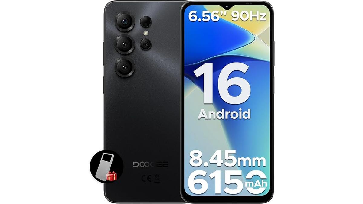 DOOGEE Note 56X Smartphone Android 4G 6150mAh 24GB 64GB 6.56″ HD+ 90Hz Ultrasottile Face ID Nero
