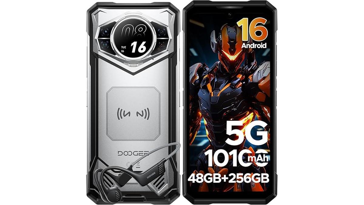 DOOGEE S200 Smartphone Rugged 5G Android Con Cuffie Conduzione Ossea 6.72″ FHD AMOLED Dimensity 7050 48GB 256GB 10100mAh 100MP Indistruttibile Face ID NFC
