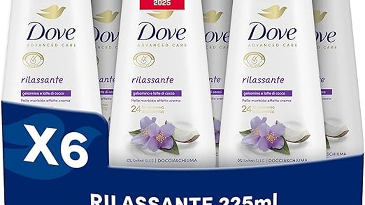 Dove Bagnoschiuma Rilassante Idratante Senza Solfati 6 Pezzi 225 ml
