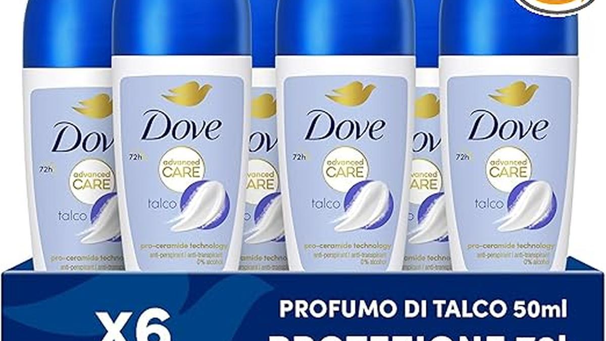 Dove Deodorante Roll On Talco Antitraspirante Idratante 48 Ore 6 Pezzi 50ml