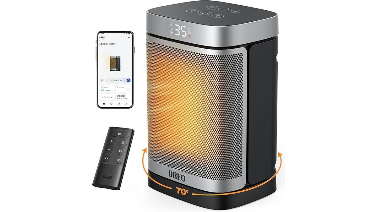 Dreo Riscaldatore Intelligente Oscillante PTC 70° con Telecomando Eco
