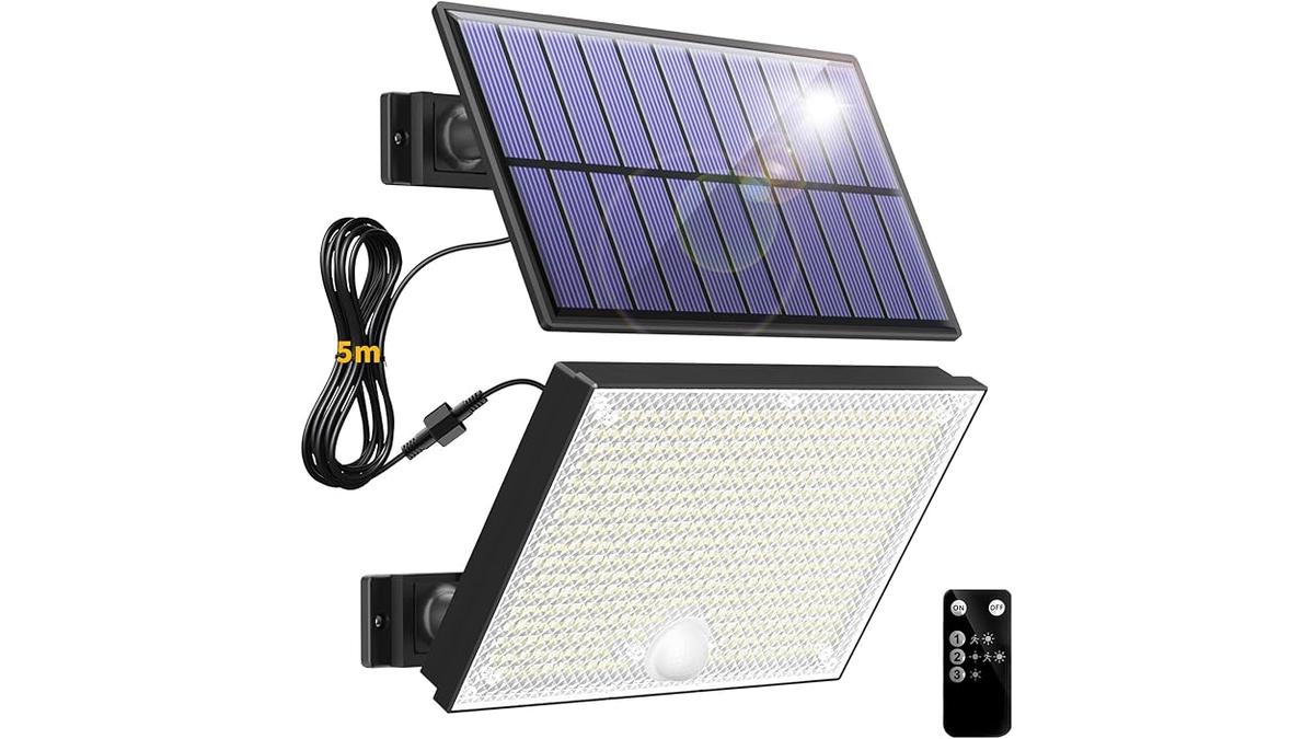 Faretto Solare LED Esterno 400LED con Sensore di Movimento Bianco Freddo Impermeabile per Giardino