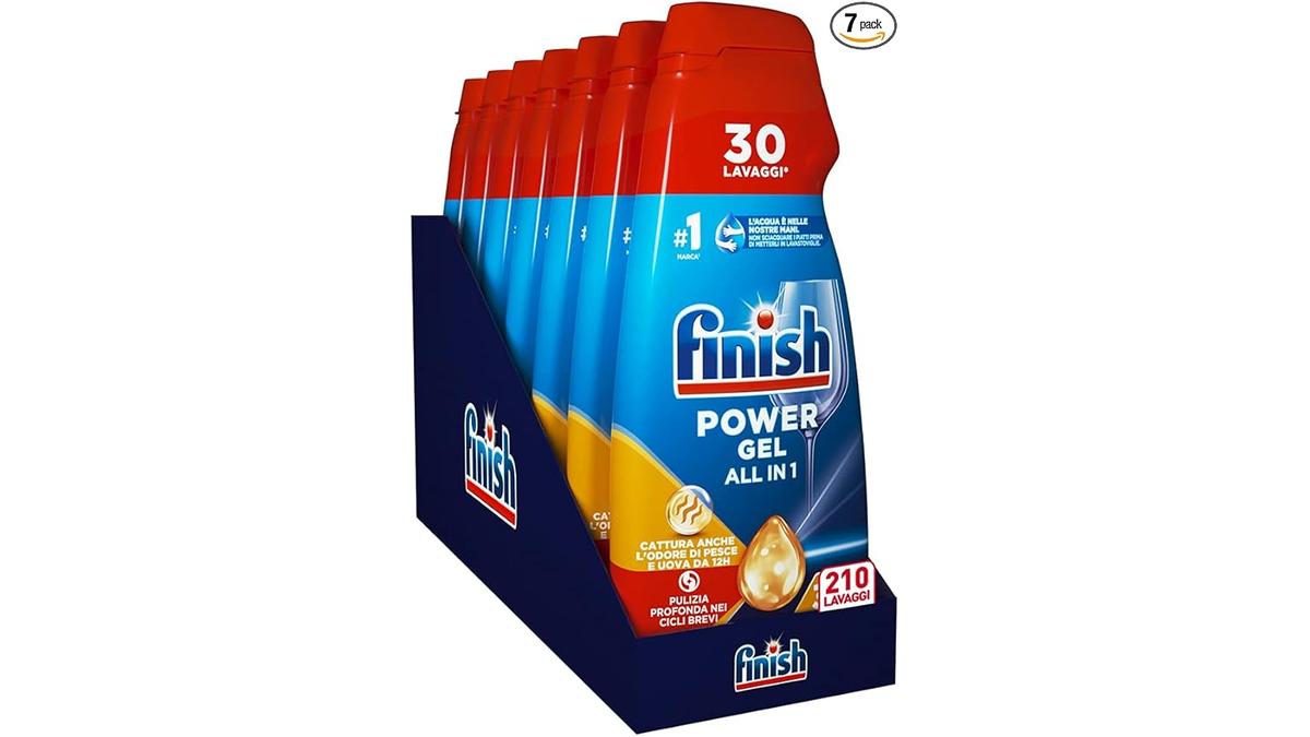 Finish Powergel Detersivo Lavastoviglie Anti Odore 210 Lavaggi 7 Confezioni