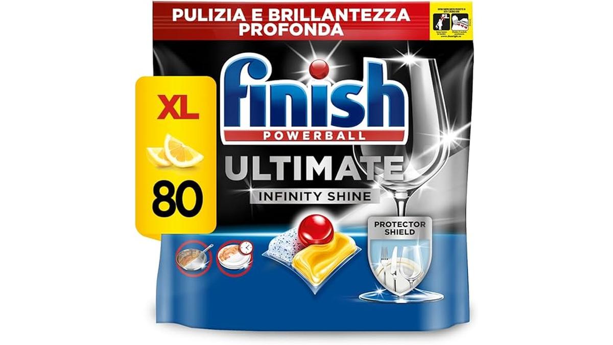Finish Ultimate Shine Limone 80 Capsule Lavastoviglie Anti Sporco