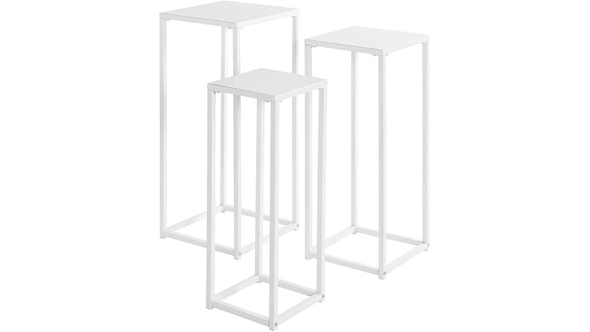 HAKU Set 3 Colonne Portafiori Bianco Metallo Stile Moderno