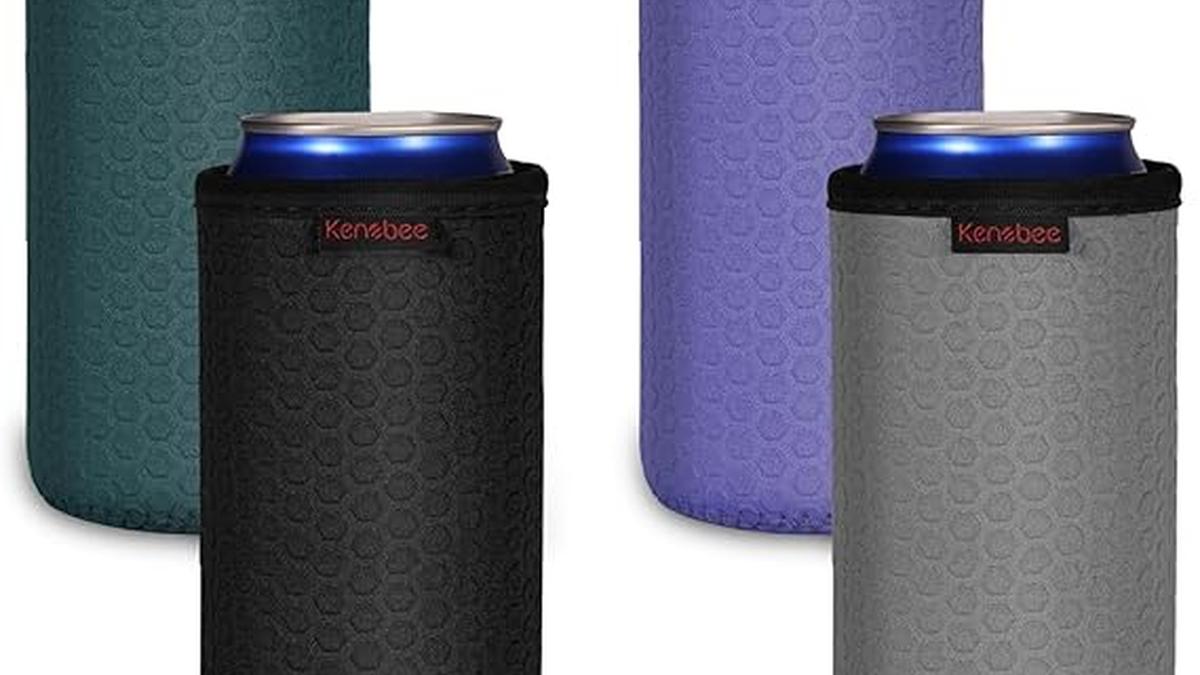 Kenobee Can Cooler 4x Neoprene Antiscivolo 16 oz 500 ml Birra Soda 4 Colori