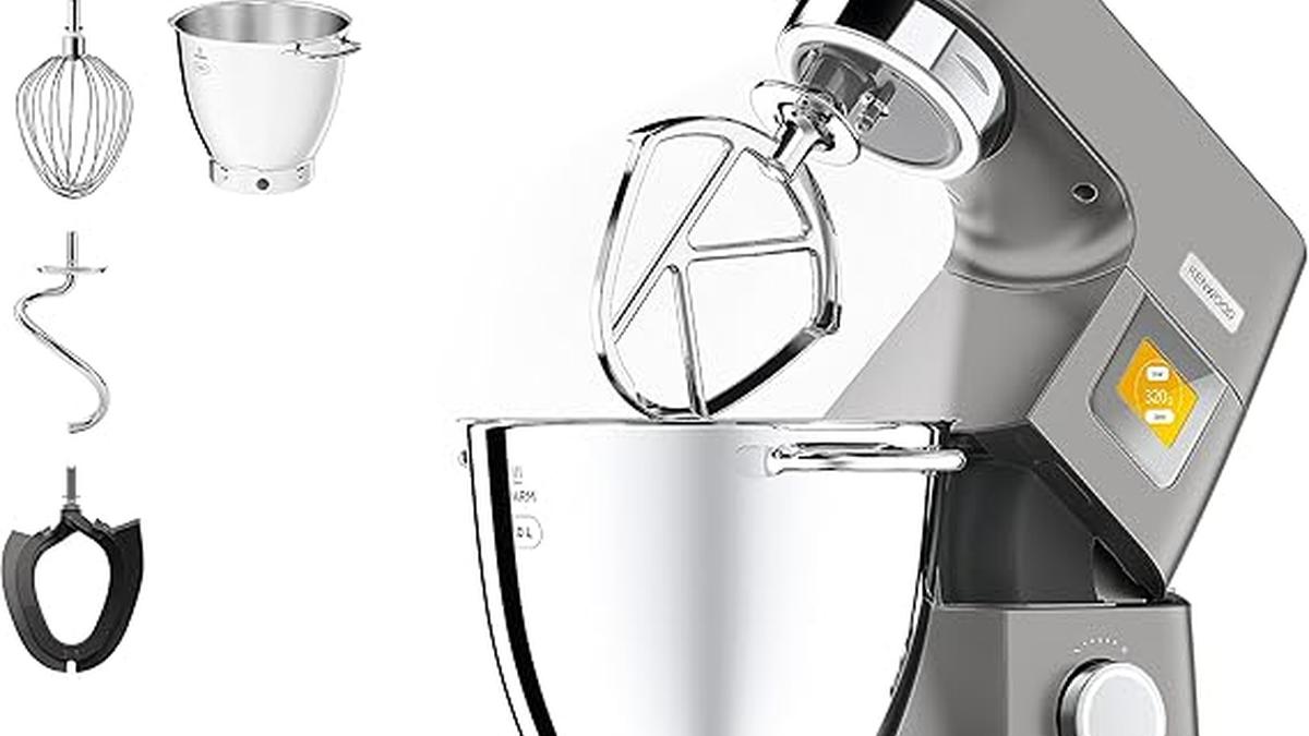 Kenwood KWL90.034SI Impastatrice Planetaria Titanium Chef XL 7L 1400W Frullatore e Bilancia Argento
