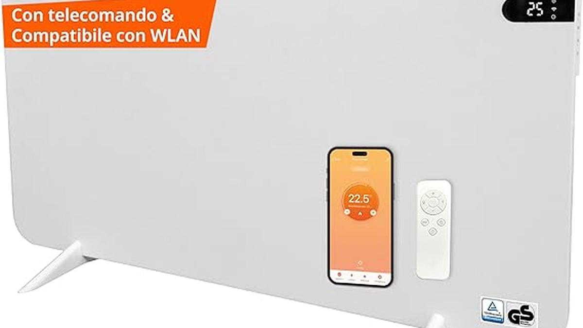 Könighaus Riscaldamento Infrarossi 600W Wi-Fi Con Telecomando E Piedini Asciugamani Bianco