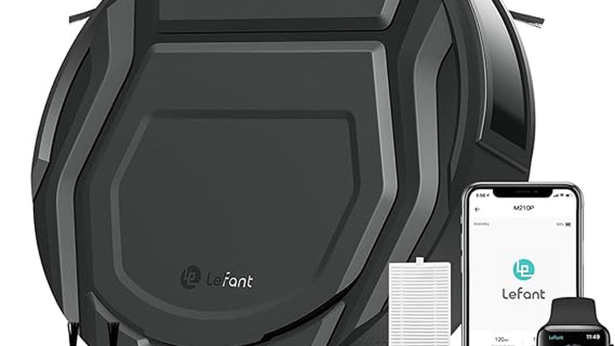 LEFANT M210P Robot Aspirapolvere 2200Pa Sottile 7.8cm 120Min Wi-Fi Alexa Tappeti Animali Nero