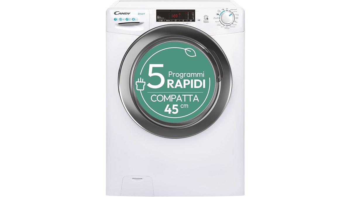 Lavatrice Candy Smart 7 kg Classe C 1200 giri 79 dB 17 programmi Bianco 85x60x45 cm