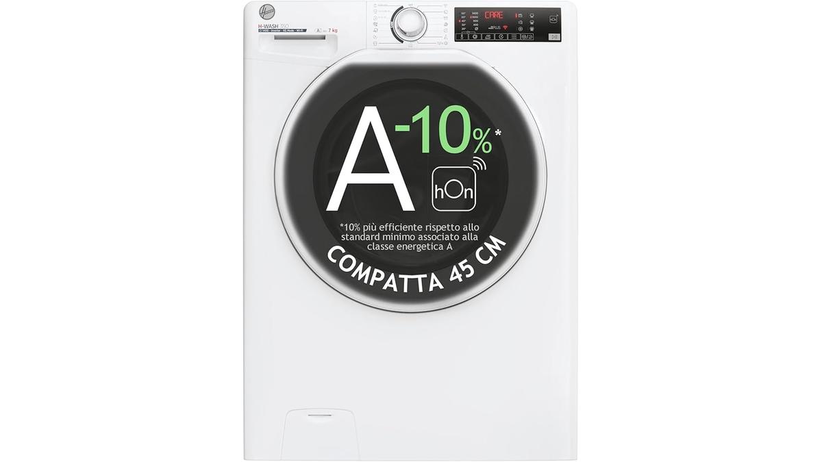 Lavatrice Hoover H-WASH 350 Slim 7KG A-10% 1200giri Vapore 16Programmi Bianco 85x60x45 cm
