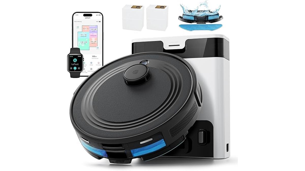 Lefant M2Pro Robot Aspirapolvere Lavapavimenti Mappatura Laser 6000Pa Stazione Raccoglitrice Automatica 2.7L Navigazione Intelligente Compatibile App Alexa Google