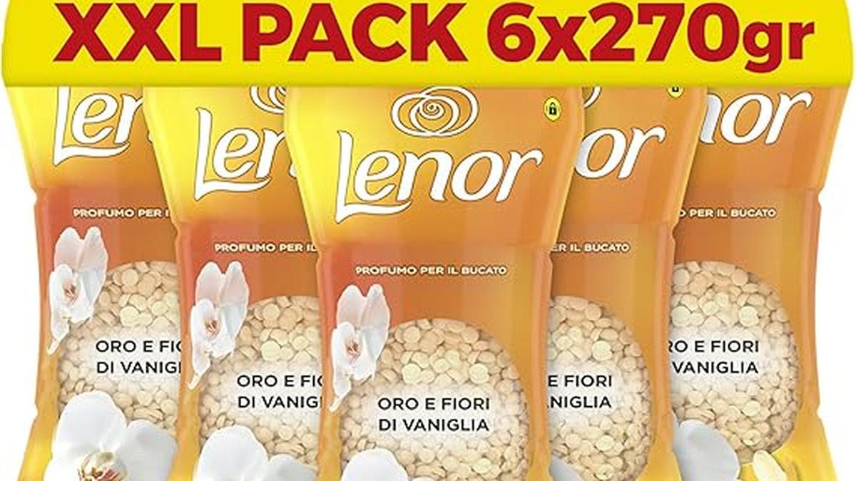 Lenor Profumatore Bucato Perle Oro Fiori di Vaniglia 6x270g Intensificatore Profumo