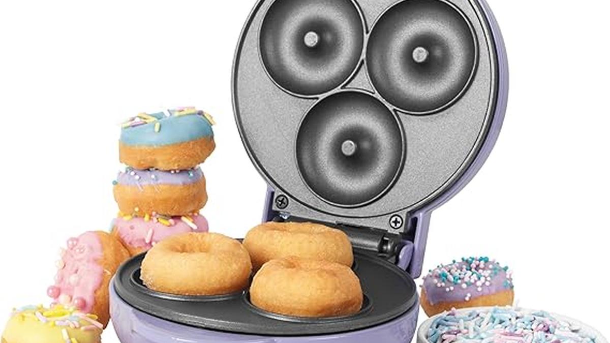 Mini Piastra Ciambelle Petra 550W Antiaderente 3 Ciambelle Viola Pastello