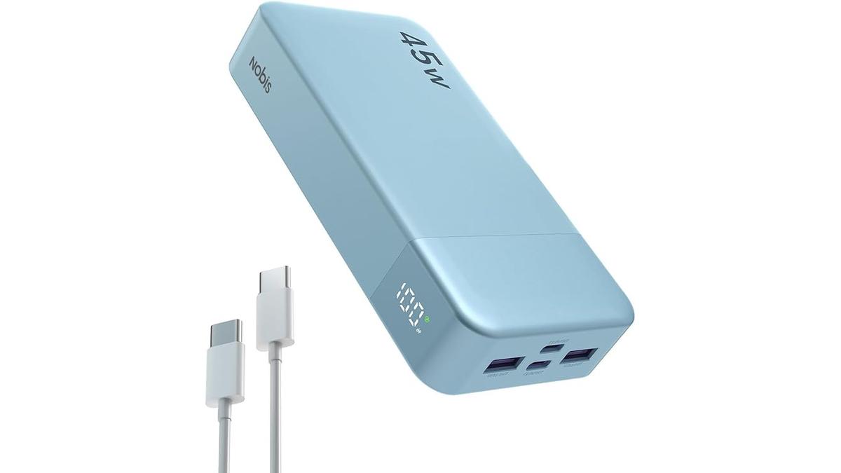 NOBIS Power Bank 20000mAh 45W Caricatore Portatile USB C 4 Porte Display LED Compatibile con Smartphone