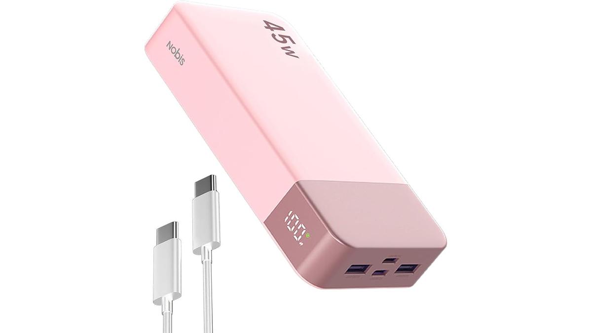 NOBIS Power Bank 20000mAh 45W Fast Charging USB-C 4 Porte LED Rosa