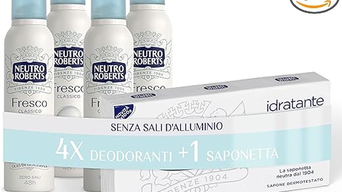 Neutro Roberts Deodorante Spray Fresco Classico Senza Alluminio 48h 4x150ml