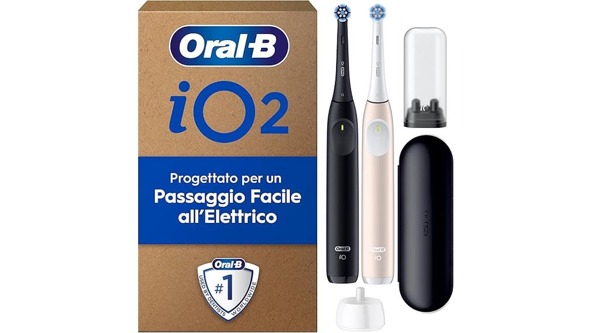 Oral-B Spazzolino Elettrico DUO Nero e Rosa 2 Testine 1 Custodia Viaggio 2 Spazzolini Efficaci
