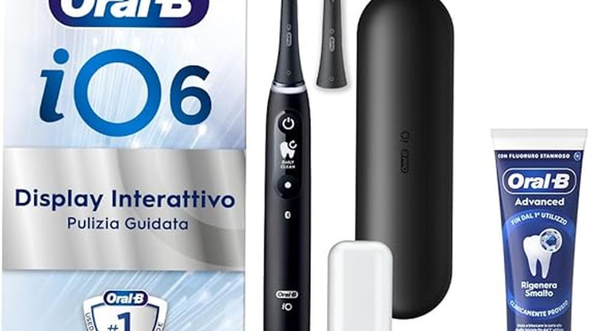 Oral-B Spazzolino Elettrico iO 6N Nero Con Testine Custodia E Dentifricio Advanced