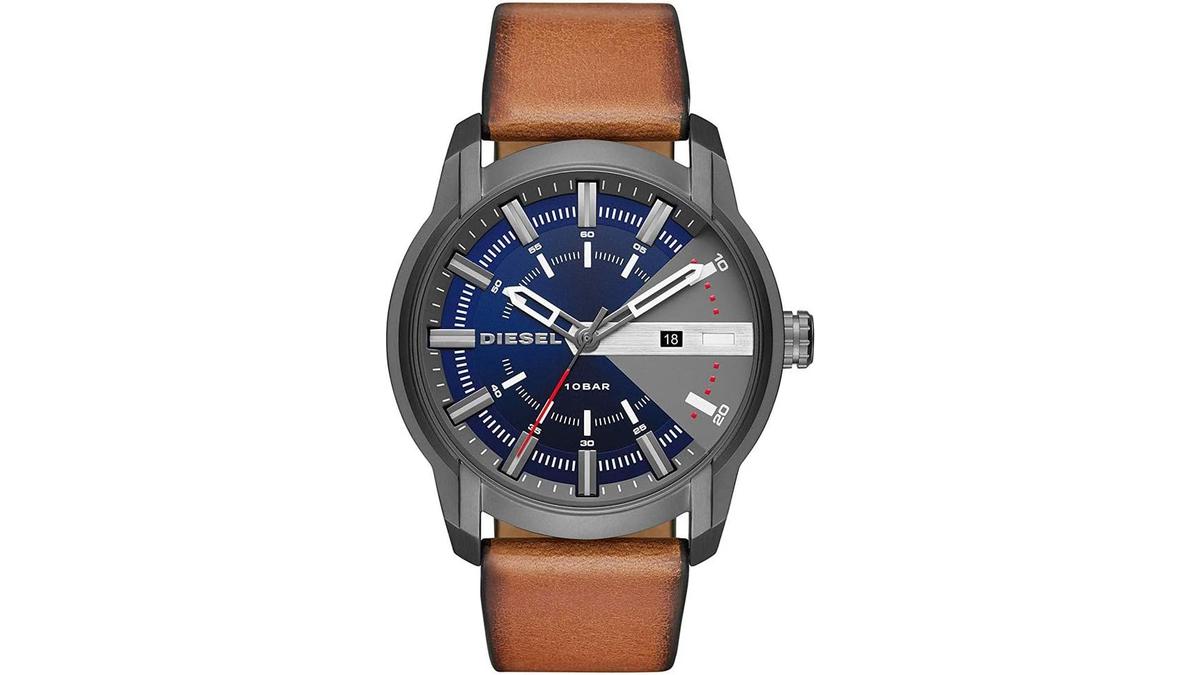 Orologio Diesel Uomo Quarzo Tre Lancette Cinturino Silicone Pelle