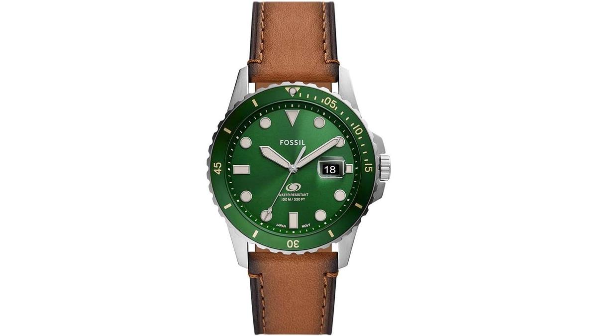 Orologio subacqueo blu uomo Fossil cronografo quarzo acciaio pelle
