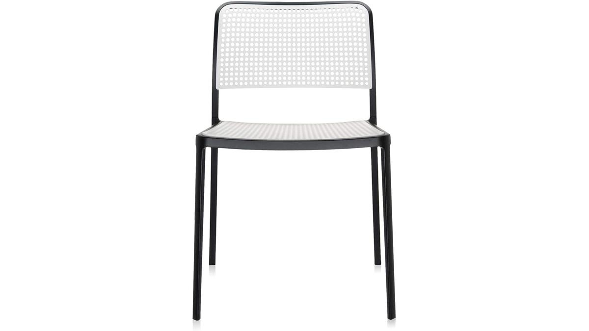 Sedia Kartell Audrey B Senza Braccioli Alluminio Polipropilene Bianco Nero 52x80x51 cm 2 Pezzi