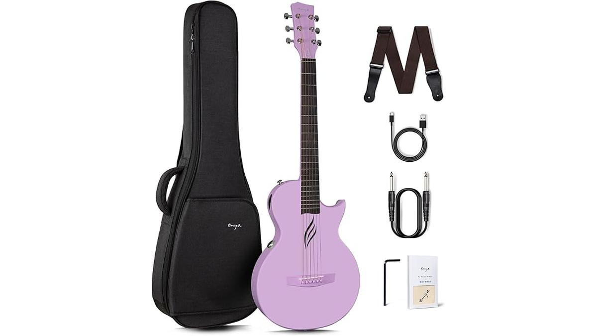 Set Chitarra Elettrica Acustica Nova Go SP1 35” Fibra di Carbonio per Bambini Adulti Principianti con Pickup Smart AcousticPlus