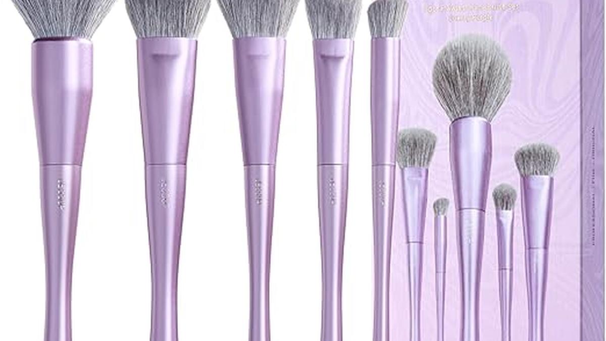 Set Pennelli Trucco Viso 5 Pezzi Jessup Sintetici Viola Premium