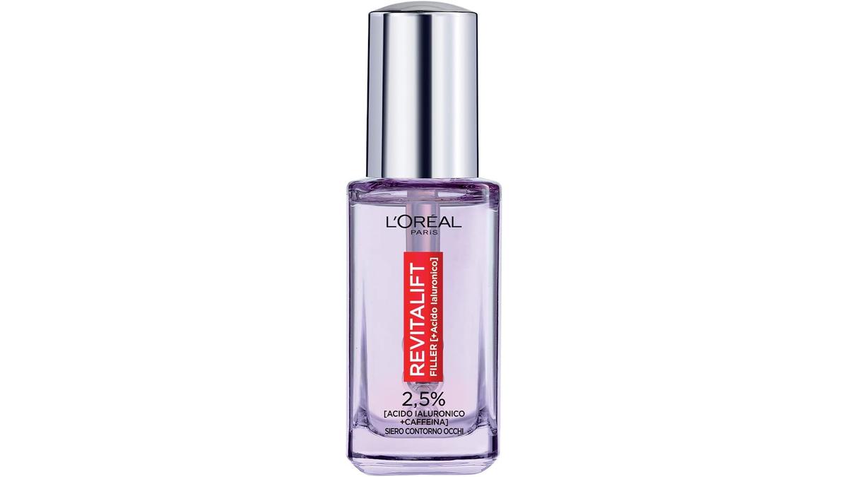Siero Contorno Occhi Revitalift Filler L’Oréal 20ml Rimpolpante Anti-rughe Acido Ialuronico Caffeina Applicatore Roller